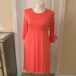 Bellamie coral pink size large ruffle dress WITH POCKETS!!
